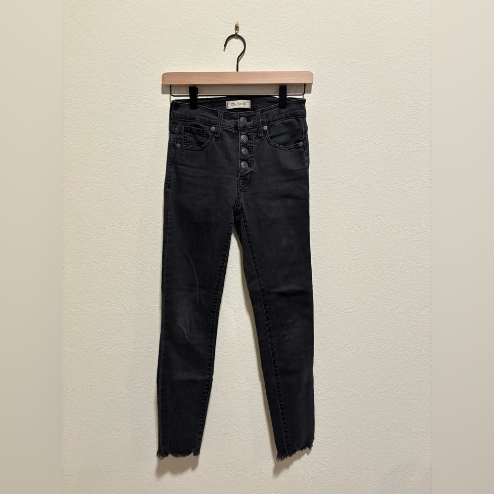 Madewell Black 9” High-Rise Button Fly Skinny Jeans